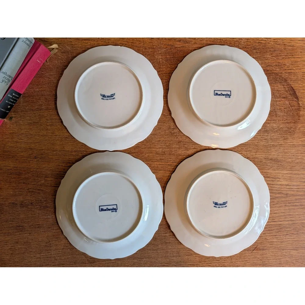 Blue Danube Salad Plates Set of 4 Vintage Blue White Onion Pattern 8.75